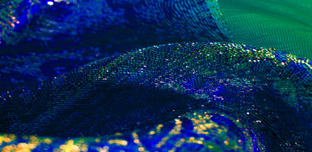 Texture background, pattern. blue brocade fabric. Organza brocade fabric - shepherd, with a crunchy...