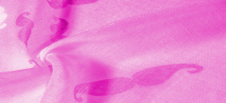 Texture Background, Pink Silk Fabric with Painted Cartoon Mustache, Geekly Mustache Cream, Geekly...
