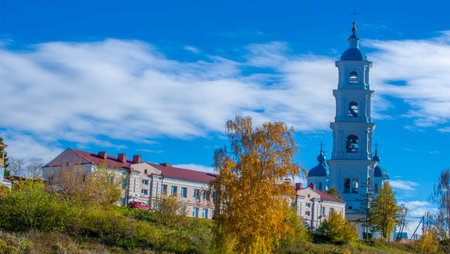 Autumn photography, floodplain of the river, But so far only autumn is golden, No rain or even wind, And the gold leaf flies to the earth, In the soul settles longing.の写真素材