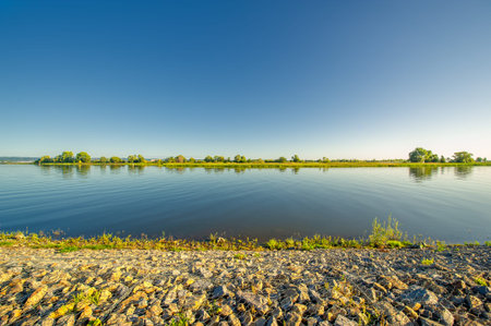 Summer landscape, a large powerful river in the European part of the world. Bulgar is located on the...