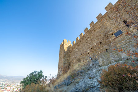 Photos of the Crimean peninsula, Sudak fortress, also called Genoese rock, the fortress was built in 212 by Alans, Khazars or Byzantines, Padishah-Jami Mosque, Museum-Reserve Sudak Fortressのeditorial素材