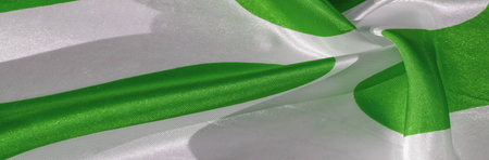 Silk fabric, green and white ovals, abstract illustration. texture background, pattern, postcardの写真素材