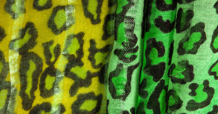 silk fabric green yellow with leopard print. Lightweight leopard print silk is perfect for your...
