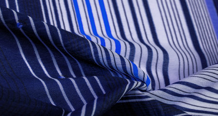 silk fabric, blue background with striped pattern of white and purple lines, mexican theme, mexican...
