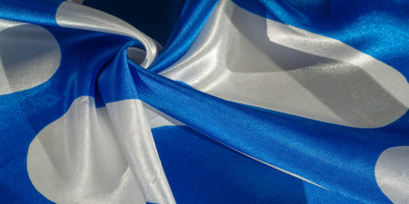 silk fabric, blue and white ovals, texture background, pattern, postcard,の写真素材