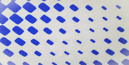 Silk fabric with a pattern of blue squares on a white background. texture background pattern.