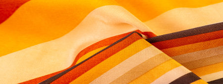 silk fabric, striped fabric, brown-red-beige lines, exquisite design. Delicate silk fabric. High...