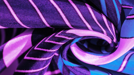 silk fabric with a blue-violet pattern in white stripes. Poncho with Mexican motives. texture, backgroundの写真素材