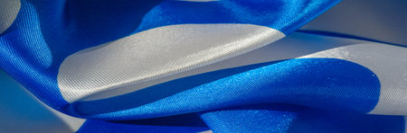 Silk fabric, blue and white ovals, abstract illustration. texture background, pattern, postcardの写真素材