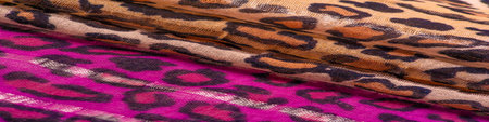 silk brown red fabric with leopard print. Light silk with a leopard print will perfectly fit into...