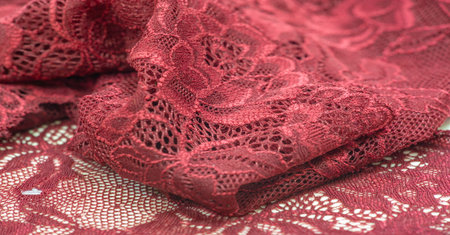 red lace. Elastic fashionable textile jacquard lace. Decorative item for sexy lingerie. elastic...