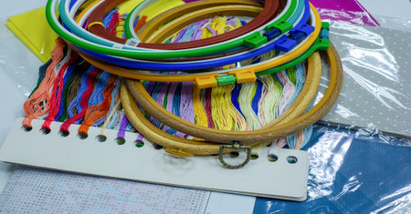 Hoops and frames are tools used to keep fabric taut while working with embroidery or other forms of...