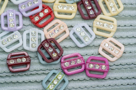 Elastic braid and elastic bands, accessories for sewing lingerie. Text, background, pattern