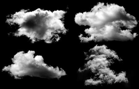 Designer Photography. Sky and clouds isolated on black background, close upの写真素材