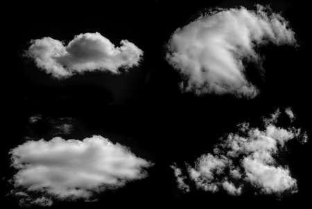 blank for design work. The clouds are black and white, on a black neutral background.の写真素材