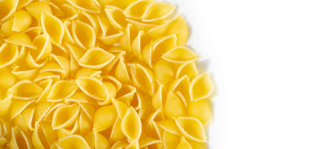 Grocery photography. Orecchiette, from the Italian orecchia, meaning ear, and -etta, meaning small, are typical pasta in Puglia, a region of southern Italy.の写真素材