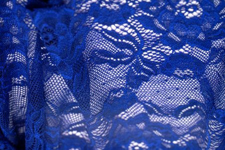 Blue lace. Elastic fashionable textile jacquard lace. Decorative item for sexy lingerie. elastic...