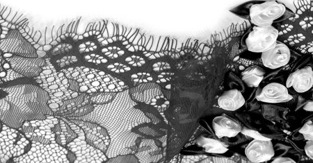 Black lace with floral pattern. DIY crafts. Designer accessories. Decorations for your projects....