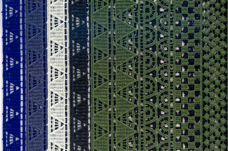 Lace ribbons. Organza ribbon with an elegant cut, beautiful woven lace, decorated with flowers, versatile. Perfect for your design, etc.の写真素材