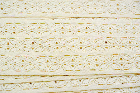 lace fabric. Embroidered fabric set. Close-up, Pearl trim, Sewing mesh, Cloth tape, Ribbon applique, DIY craftsの写真素材