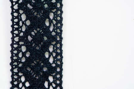 Lace ribbons. Organza ribbon with an elegant cut, beautiful woven lace, decorated with flowers, versatile. Perfect for your design, etc.の写真素材