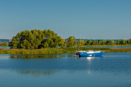 Summer landscape, a large powerful river in the European part of the world. Bulgar is located on the...