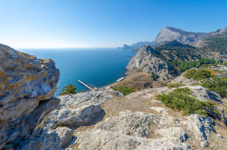 Landscape photography, Rocks, mighty mountains overhanging the sea, Crimean peninsula Black Seaの写真素材