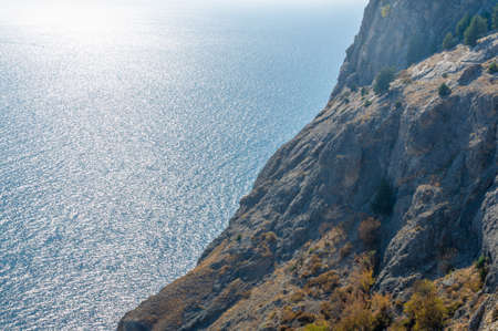Landscape photography, Rocks, mighty mountains overhanging the sea, Crimean peninsula Black Seaの写真素材
