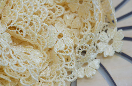 Beige lace ribbon. Bright and sophisticated embroidery. Perfect for wallpaper, textile design or any...