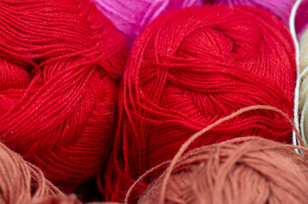 Sewing products. Rolls of wool yarn. multicolor yarn collection