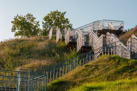 The embankment of the Volga in Bolgar - from the Red Chamber to the Well of Gabdrakhman 534 meters long - includes. reconstruction of three zones: game, walking and landscapeの写真素材