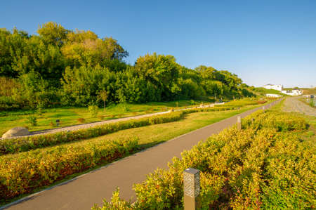 The embankment of the Volga in Bolgar - from the Red Chamber to the Well of Gabdrakhman 534 meters long - includes. reconstruction of three zones: game, walking and landscapeの写真素材