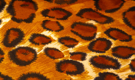 Light fine silk fabric, cheetah skin, brown. African savanna theme. Background texture, patternの写真素材