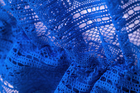 blue lace fabric, Retro blue lace fabric in floral abstract seamless pattern on textile background,...