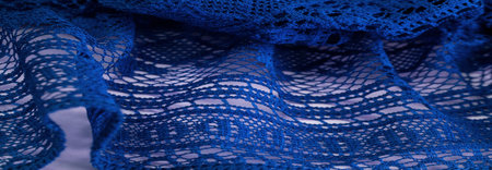 blue lace fabric, Retro blue lace fabric in floral abstract seamless pattern on textile background,...