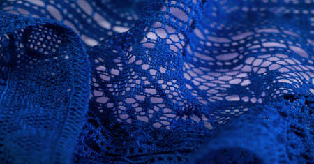 blue lace fabric, Retro blue lace fabric in floral abstract seamless pattern on textile background, background texture, pattern.の写真素材