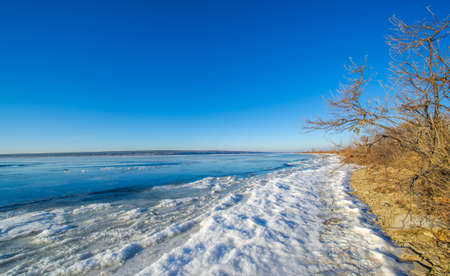 Winter photography, December, Ice fetters a river, Immature ice on an ice river,の写真素材