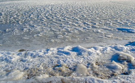 Winter photography, December, Ice fetters a river, Immature ice on an ice river,
