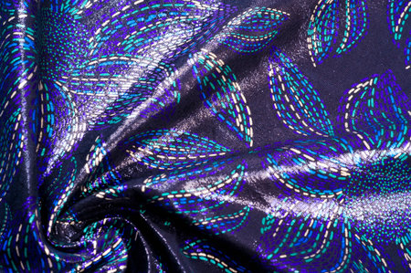 Texture background, pattern. Photo animal skins, decorated with painted flowers, blue and white...