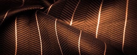 dark brown silk fabric with a thin white stripe, textured pattern, composite textile, noble fabric