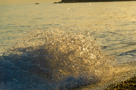 Shallow depth of field, Light wind, Waves, local weak coastal wind blowing during the day from the...
