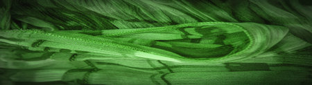 Dark green silk fabric, floral pattern. Wavy corrugation. Fine wave on the surface of the fabric....