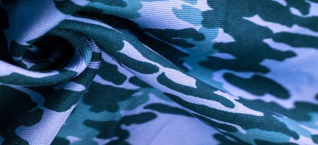 Background design texture, blue silk fabric, abstraction, copyright print, military camouflage...