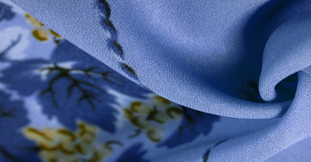 Crepe de Chin. pale blue, brown flowers. This is a group of silk, characterized by roughness, as...