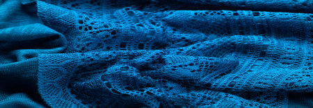 Blue knitted lace triangular scarf, shawl, autumn winter scarf, hood, wedding accessories Project...