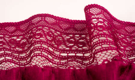 texture, background, design, Red knitted lace triangular scarf, shawl, autumn winter scarf, hood, wedding accessories Project ideas, designer fashion accessoriesの写真素材