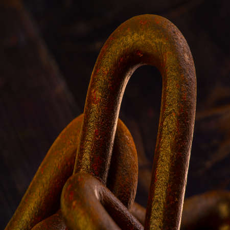 Texture, background, ornament, old rusty chains, living long; not young anymore. (metal object) due to rust. a connected flexible series of metal links used for fastening or securing objectsの写真素材