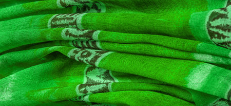 Texture, background, design, abstract pattern on fabric, large braided thread, green-white lines...