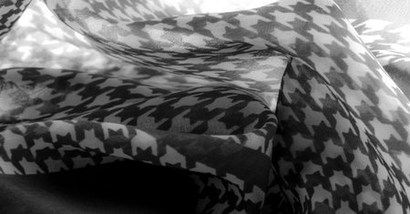 Delicate black and white silk chiffon in bright colors with geometric print. Surprisingly light,...