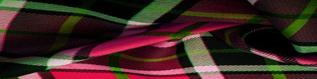Texture, background, pattern, checkered fabric, red white black green colors, Scottish motifs in this fabric, your design with the sounds of bagpipes and fragrant whiskeyの写真素材